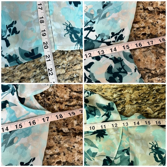 Kasper Floral Blouse Ruffled Button Up 4P Womens Fairy Whimsical Sheer Coastal - Picture 5 of 8